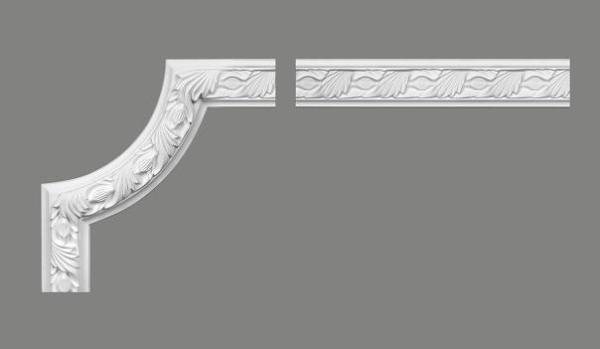 Wand 258-12 PU  25,5x25,5cm  Ecke/Viertelkreis passend zur Leiste Wand 258 PU